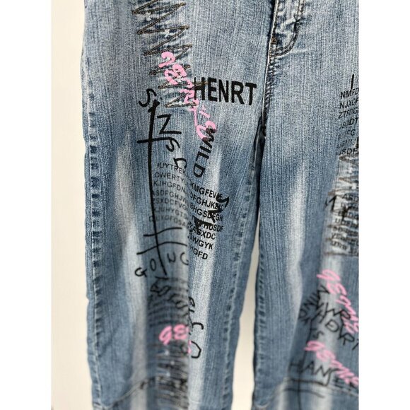Drama Jeans Graffiti Crop Jeans Size 13 Distressed Juniors - Picture 2 of 13